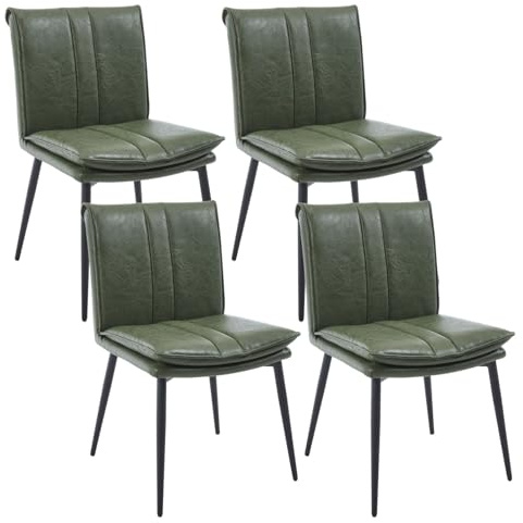 chairus Esszimmerstühle 4er Set PU Leder Küchenstühle, Gepolsterte Akzentstühle mit Metallbeine, Polsterstühle für Küche Esszimmer Wohnzimmer, Grün