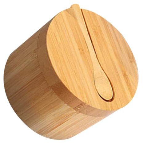 PAMINGONO Salero de Cocina Tapa Magnética Giratoria Recipiente Redondo para Sal y Especias con Cuchara Contenedor Multifuncional para Condimentos Hogar y Restaurante
