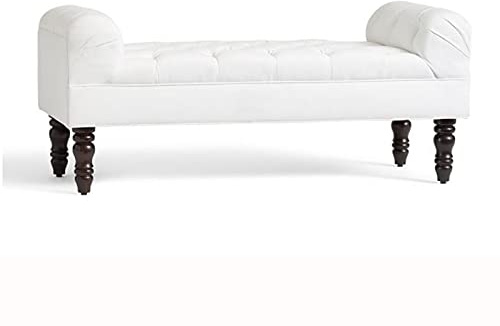 MEVZHH Modern ottoman trä stoppad multifunktion säng bänk sko changistol Liviroom sovrum entré hall/linne-D/100 x 45 x 55 cm (39 x 18 x 22 tum)