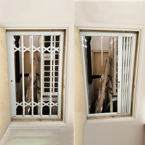 Inferriate per Finestre 50 60 70 80 90 100 120 200 210 cm Barricata Pieghevole per Finestre, Protezioni di Sicurezza Antifurto Finestre Meccanismo Push-pull E Serratura(W50xH60cm/20x24in)