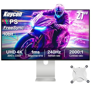 Kuycon P27ZB Monitor de Juegos 4K UHD de 27 Pulgadas, Panel Negro Nano IPS 1ms GTG, tasa de actualización 240-480Hz, 99% sRGB/99% DCI-P3, 100W USB-C PD, HDMI2.1/DP2.1/USB4 (Minimalista - con Soporte)