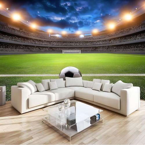 Verde Papel Pintado Tema Deportivo 250 X 175 Cm Fantasía Fútbol Estadio Fotomurale 3D, Fotomurales Pared Tejido No Tejido Murales Fotográfico - Moderno Decoración De Paredes
