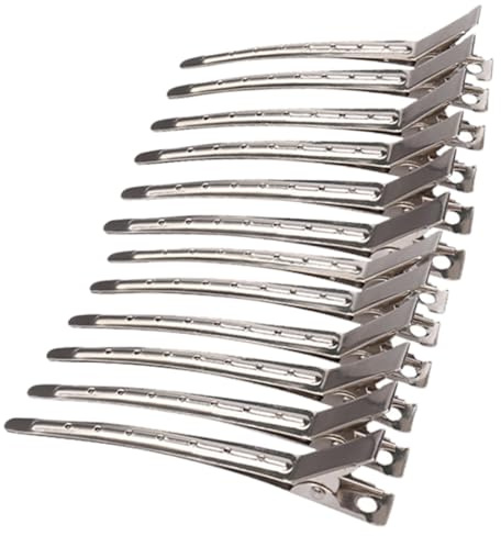 Ciieeo Pinces à Cheveux Accessoires Professionnels pour Séparation et Maintien des Cheveux en Acier Inoxydable Argenté 12pcs de Coiffeur en Salon et Barbier