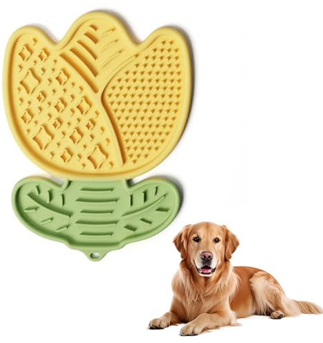 Lick Mat per Cani, Tappetino Cane, Ciotola Silicone Slow Feed per Animali, Tappetino per Leccare Tulip, Tappetino Leccare Cane Gatto, Giocattolo per Cane, per Mangiare Lentamente (Tulipano)