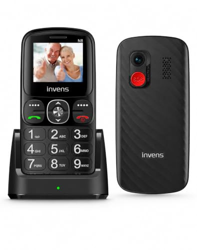 invens N8 Big Button Mobile Phone for Elderly, Unlocked Senior Mobile Phone | SOS Button,1000 mAh Battery,Speed Dial & Charging Dock,FM Radio,Large Volume,Flashlight,Bluetooth