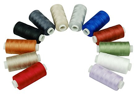 Simthread bomullssyquiltningstråd för hem symaskin – 12 grundfärger, 550 yards/spole