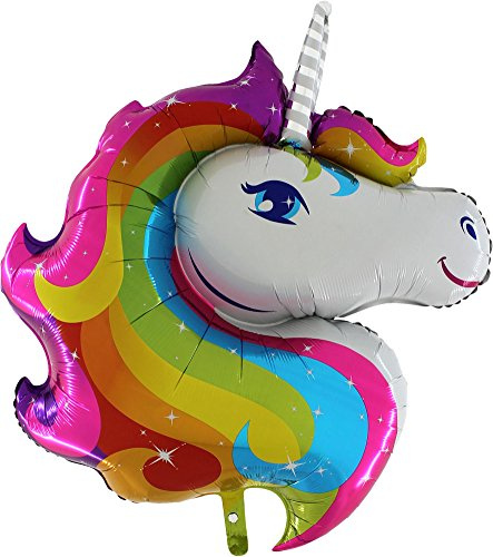 1 x Magisch Regenbogen Einhorn Kopf Folienballon Gestalten 42 x 32 / 107 cm x 81 cm