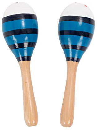 Percussion Plus PP3112 Wooden Maracas, Blue Stripes