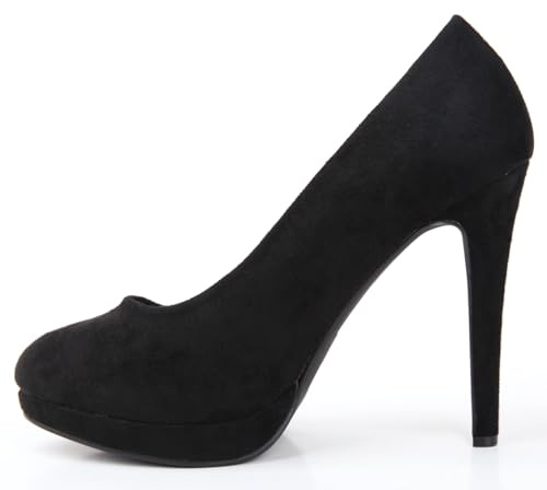 Bismaa Mens Womens Drag Queen Cross Dresser HIGH Heel Round Toe Court Shoes Big Sizes UK 9,10,11,12 (UK 9/EU 43, Black Suede)