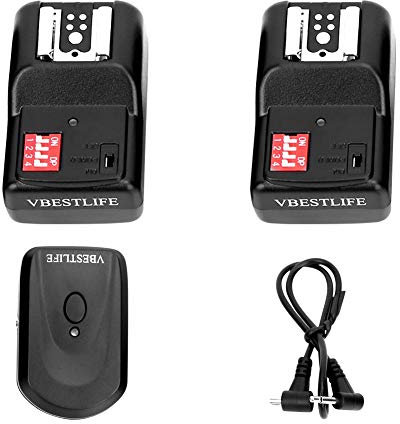 Oumij Ensemble Déclencheur Flash Déclencheur Flash sans Fil 16 Canaux Déclencheurs à Distance 433 MHz avec 1 émetteur + 2 Récepteurs + 1 Câble de Synchronisation