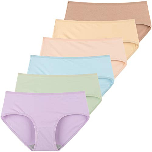 INNERSY Underbyxor dam bomull kontrastfärg trosor flerpack bekväma damunderkläder 6-pack, Förvår, XXL