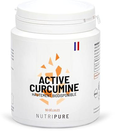 Nutripure | Active Curcumine 100% pure Cavacurmin® | Vegan | Antioxydant & anti inflammatoire naturel | Hydrosoluble : biodisponibilité 39X sans additif nocif | 90 gélules | 1 Mois | Made in France