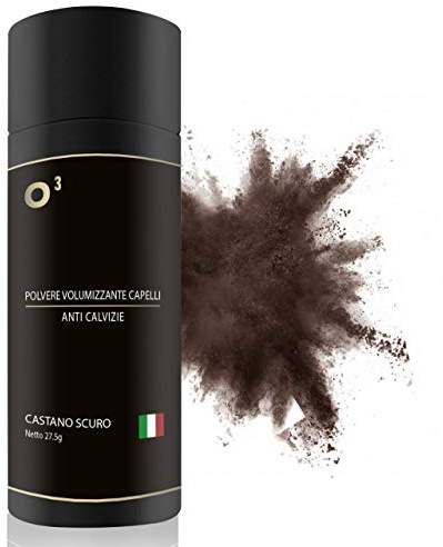 Polvere Volumizzante Capelli, UNISEX – 27.5gr CASTANO SCURO - Polvere di Cheratina PREMIUM - Fibre Densificante per Capelli, barba - Ottimo per uomo et donna