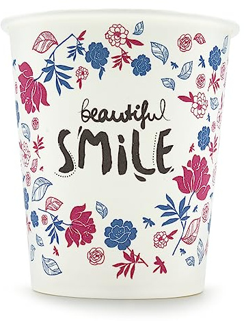 Wellsamed WELLSACUP 100 Stück Pappbecher 180 ml, Motiv Blumen, geeignet für Heiß- und Kaltgetränke, Coffee to Go, Business, Party