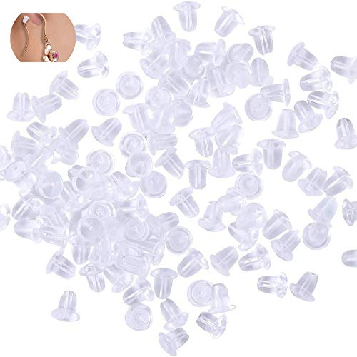 SEABABOO 100 Stück Ohrring Stopper Ohrstecker Schnalle 5mm * 5mm Weiß | Universal Ohrring Sicherheit Kugel Ohrstecker FüR Damen Verschluss Ohrring Stopper Kunststoff Transparent Ohrringstecker