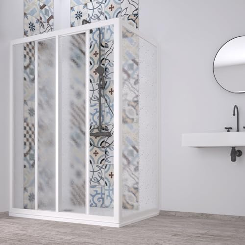 Decorspace Box doccia angolare Acril in Acrilico con profili in PVC apertura centrale riducibile Made in Italy Garantito 10 Anni (70 X 120 cm)