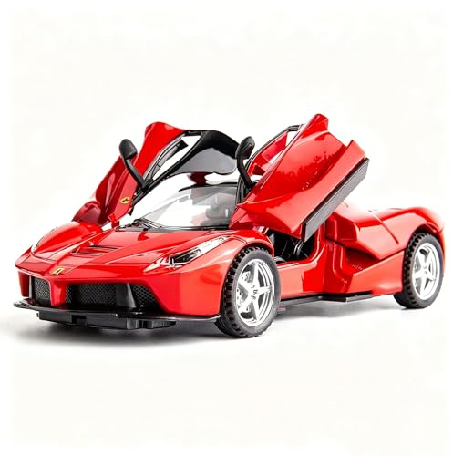 TGRCM-CZ Kompatibel mit Ferrari-Modellauto 1:32 rot mit Sound und Licht für Kinder, Gehäuse aus roter Zinklegierung