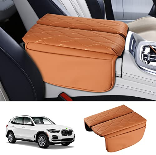 Karltys Housse de console centrale pour BMW X5 G05/ X7 G07 2019-2025 2026/X6 G06 2020-2025 2026, housse d'accoudoir de console centrale en cuir pour BMW X5 – Protection imperméable avec poches de