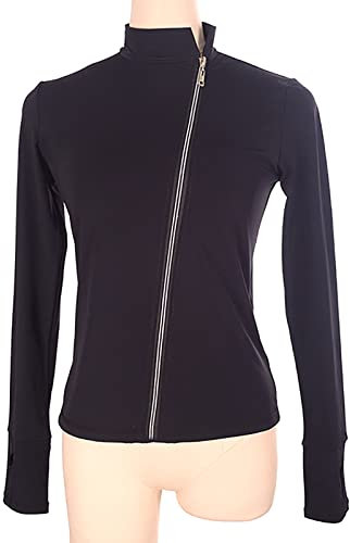 Youthful flying Mädchen Eiskunstlauf Jacke Oberbekleidung Performance Training Outfit Eislaufen Sport Wear(Size:M,Color:Black-Thin)