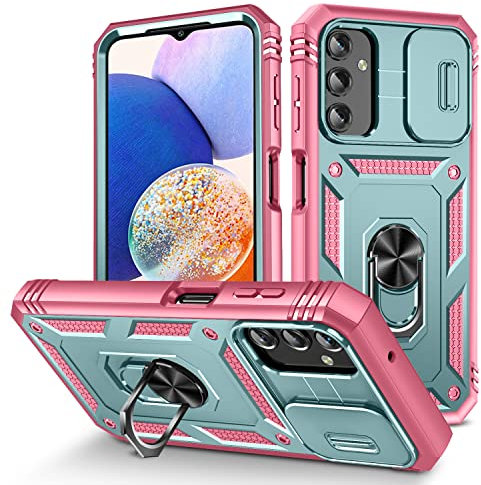 DAWEIXEAU für Galaxy A14 Hülle,Kameraschutz Handyhülle Drop Resistance Handys Schutzhülle für Samsung Galaxy A14 4G/5G (Rosa Grün)