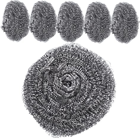 CIYODO 6pcs Steel Wool Ball Decontamination Cleaning Pot Pan Scrubbers Dish Brush Grill Cleaning Block for Kitchen Supplies Heavy Duty Scrubbing Brush for