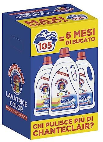Chanteclair - Detersivo per Lavatrice Color, Ravviva e Protegge i Colori dei Capi, Pulito Impeccabile - 3 Flaconi da 1750 ml