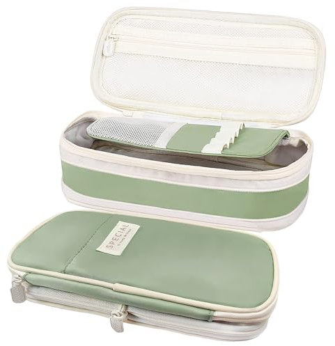 Mafagwre Federmäppchen Groß, Federmäppchen Mädchen, Große Kapazität Pencil Case, Erweiterbar Mäppchen, Federmäppchen Für Kinder Jungen Studenten Erwachsene (Grün)