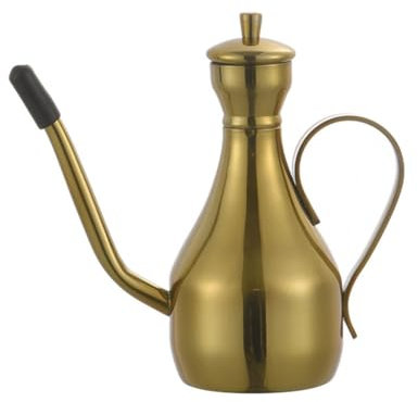 AMYSTY Oliven Essig Ölspender,Edelstahl Ölkännchen Ölbehälter Ölflasche Ölaufbewahrung Zutatenspender ideal zum Gießen und Dosieren von Olivenöl und anderen Flüssigkeiten(Size:150ML,Color:Gold)