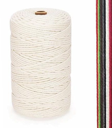 FORBELL Makramee Garn, 2mm x 300m Premium Baumwollgarn, DIY Handwerk (Naturell, 2 mm x 300 M)