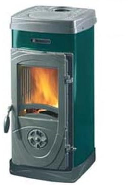 1PEZZO STUFA A LEGNA SUPER JUNIOR 5 KW VERDE - misure cm.36,0x41,9x77,1h. - peso Kg.64