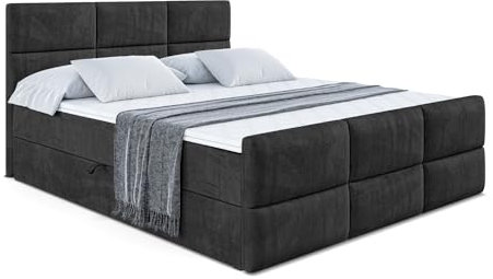 ALTDECOR Boxbett mit H3-Matratze Fußteil Ohio-Z - 180x200 - Schwarz