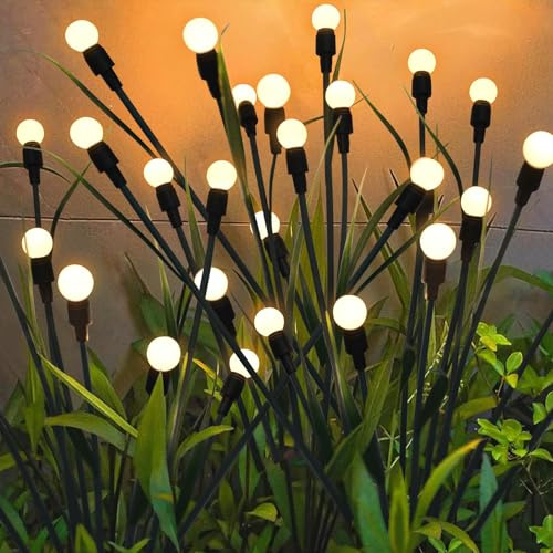 GEEKEO Glühwürmchen Solarlampen für Außen Garten Deko, 4 Stück 10LED Glühwürmchen Solarleuchten Außen Solar Glühwürmchen Licht IP65 Wasserdicht Solarleuchten für Pathway Yard Patio Garden Ornaments