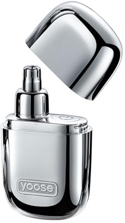 yoose Nose Hair Trimmer, Portable Alloy Nose Trimmer for Men Women, Rechargeable, Washable Nose Trimmer, Detachable Head, Easy to Clean, Travel Size, Dual Edged Blades, Painless Trimming, Silver