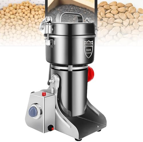Cashwise Electric Grain Mill, Commercial Grinder Cereals Pulverizer Spice Grinding Powder Machine Corn Flour Grinders for Dry Spices Seeds Herbs Grains Coffee Rice Pepper,2000g