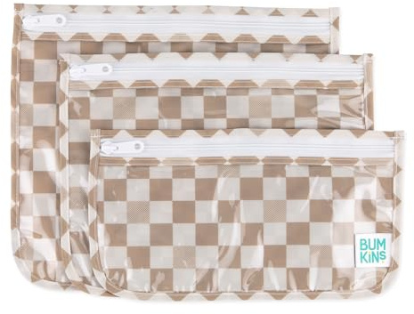 Bumkins Roamio Travel Bag, Toiletry, TSA Approved Pouch, Zip Quart Size Airline Compliant, Clear-Sided, Baby, Diaper Organization, Makeup, Accessories, Packing, Set of 3 Sizes, Beige Check