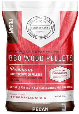 FURTADO FARMS - Pellet BBQ Furtado Farms PECAN Legno di Noce Pecan, Ideale per Pollo, Maiale e Manzo, Affumicatura Dolce e Intensa, 13,6 kg