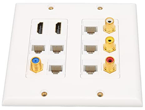 Net Wall Plate OutletEthernet Wall OutletCoax Ethernet Wall PlateEthernet Wall Outlet Panel,Ethernet Wall Plate HD Multimedia Interface CA TV F Head Coax Ethernet Wallate for