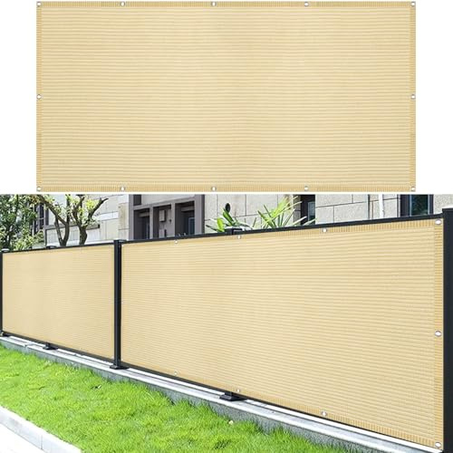 Balkon Sichtschutz Ohne Bohren 90 x 180 cm Blickdichte Wind Uv-Schutz Schattierungsnetz inkl Befestigungsseile Reißfest, mit Ösen Kabelbinder für Garten Balkon Zaun Terrassen, Creme Farben