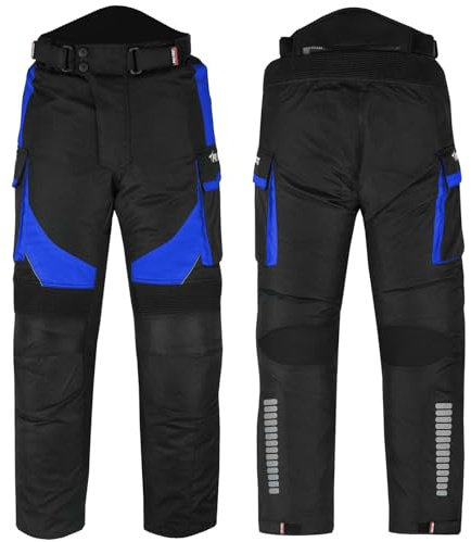 Inflori Men's Motorcycle Waterproof Textile Cordura Trousers CE Approved Protections Riding Motorbike Protective Trouser Pant (UK, Waist & Inseam, 36, 29, Blue)