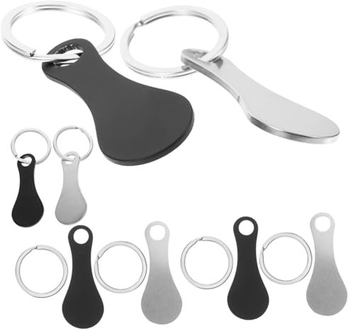 DIYEAH Grocery Shops Trolley Token 8pcs Stainless Steel Shopping Cart Tokens Key Ring Pendant for Shopping Supply