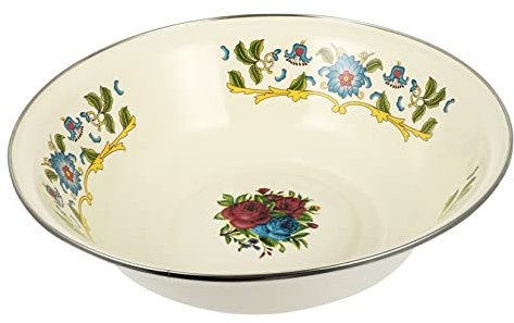PHENOFICE Lavabo De Esmalte Antiguo 29 Cm Blanco Cuenco Para Sopa Utensilio Cocina Resistente Bordes Ensanchados Uso Doméstico Multifuncional Recipiente Almacenamiento