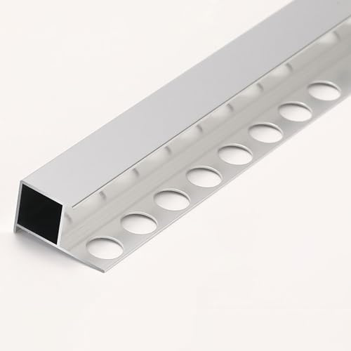 Raouoae Tile Profile For Smooth Wall Edging Length: 125cm*2 Pieces Corner Angle Trim Aluminum Tile Edging Trim Edge Protection For Kitchen & Bathroom Tiles(Silver,Width:8mm)