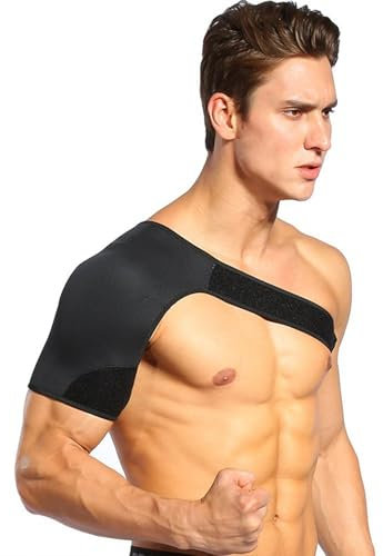 Glomora Right Show Support Brace, protezione per spalla destra traspirante regolabile, protezione nera a spalla singola per sport e uso quotidiano