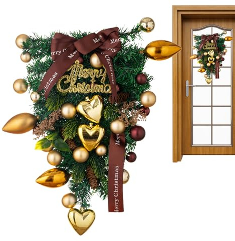 Corona de Navidad Artificial | Guirnaldas de invierno de decoración de pared, corona artificial, decoración de puerta de Navidad, guirnalda de Navidad, árbol de Navidad convertido, decoración navideña