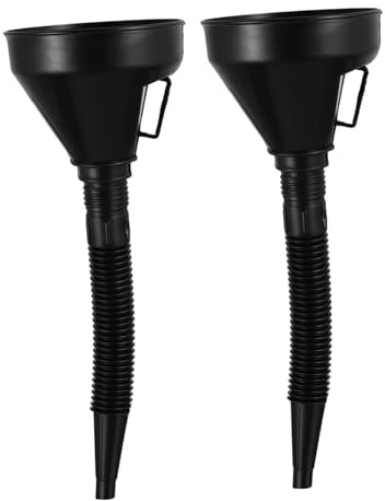 MAGICLULU Embudo de Llenado de Aceite Plástico con Filtro, 2 Piezas, Negro, Boca Larga, para Coches y Motocicletas, Resistente, Práctico para Gasolina y Refrigerante, Uso Automotor y Taller