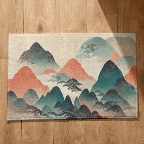 EHOMERY Zerbino Pulisci Scarpe da Esterno Tappeto Doccia Antiscivolo Rettangolare Pittura Ad Olio Arte Montagna Zerbino Ingresso Casa Simpatico Tappeto Antiscivolo Vasca 45x75cm