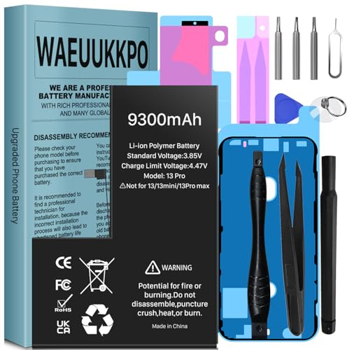 WAEUUKKPO Batterie pour iPhone 13 Pro, (2026 Nouvelle Version) Haute Capacité Batterie de Remplacement pour modèle A2636 A2638 A2639 A2640 A2483 avec kit d'outils de Remplacement
