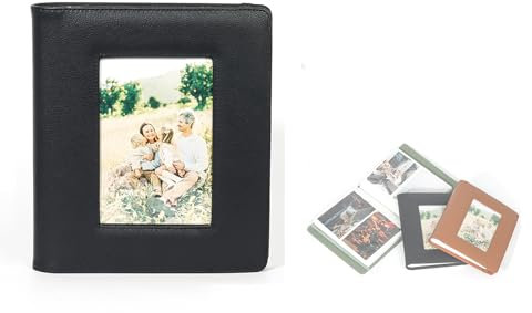 Álbum de fotos de 6 pulgadas: diseño hueco de 160 ranuras, gran capacidad de almacenamiento hueco con soporte para boletos de concierto (negro)