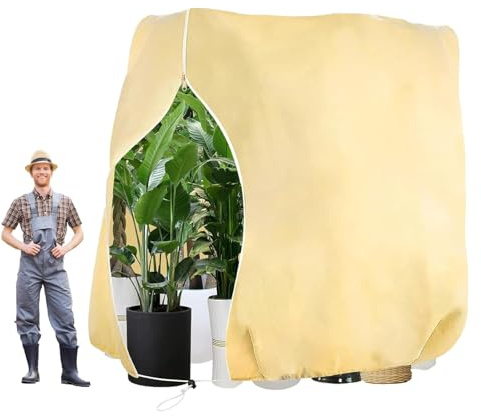 SUCANY Voile d'Hivernage pour Plantes Extérieur 120 X 180 cm, Housses de Protection pour Plantes, Réutilisable Protection Hivernale pour Plantes avec Fermeture Éclair, pour Palmiers, Olivier, Beige