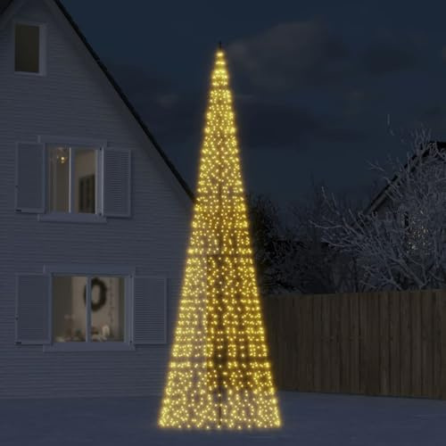 Gecheer LED-Weihnachtsbaum für Fahnenmast 1534 LEDs Warmweiß 500 cm, Weihnachtsdekoration für Zuhause Geschäfte Hotels und Festliche Events358116